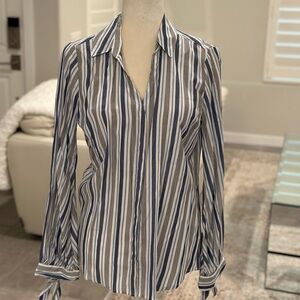 Striped Slim Fit Portifino Express Shirt - Size Medium